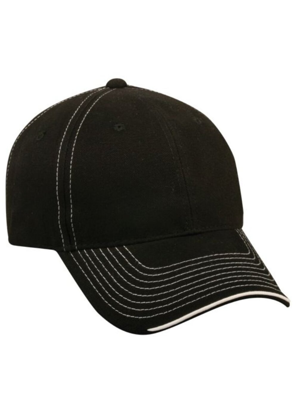 Outdoor Cap BTP-100 Brushed Twill Hook/Loop Adjustable Hat - Black/ White
